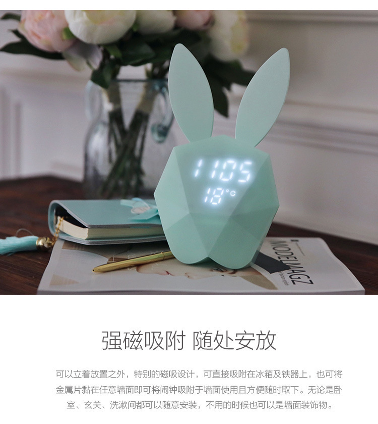 New music and creative electronic alarm clock, sound-controlled night light for sleeping, bedside, children and students, alarm clock for bedroom Specification image