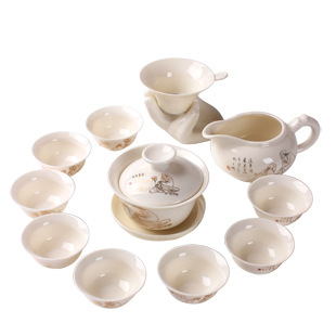 Custom-made 14-head white porcelain Gongfu tea set gift set, ceramic tea set customization Specification image