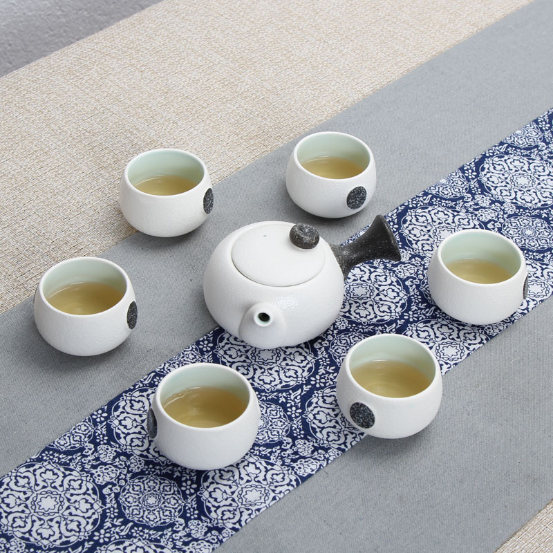 雪花釉特价茶具套装7头雪花德化陶瓷整套功夫茶具手抓壶礼品