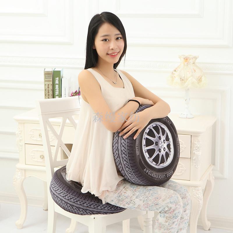Creative 3D Wheel Plush Toy Tire Pillow Car Wheel Seat Cushion Lumbar Cushion details Picture