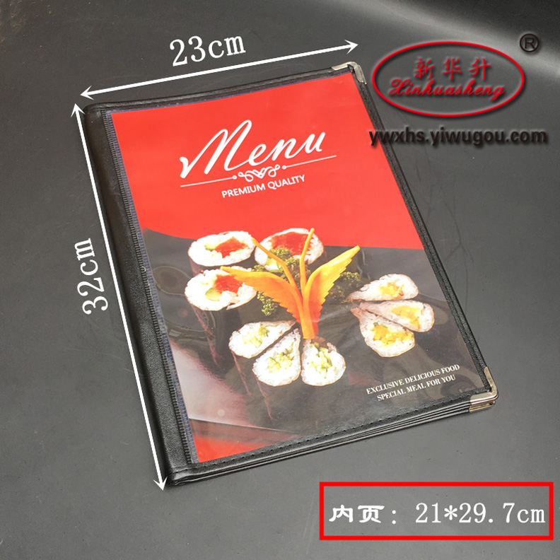 高档菜单西式透明夹页菜谱本菜单本A4文件夹6页12面菜单细节图