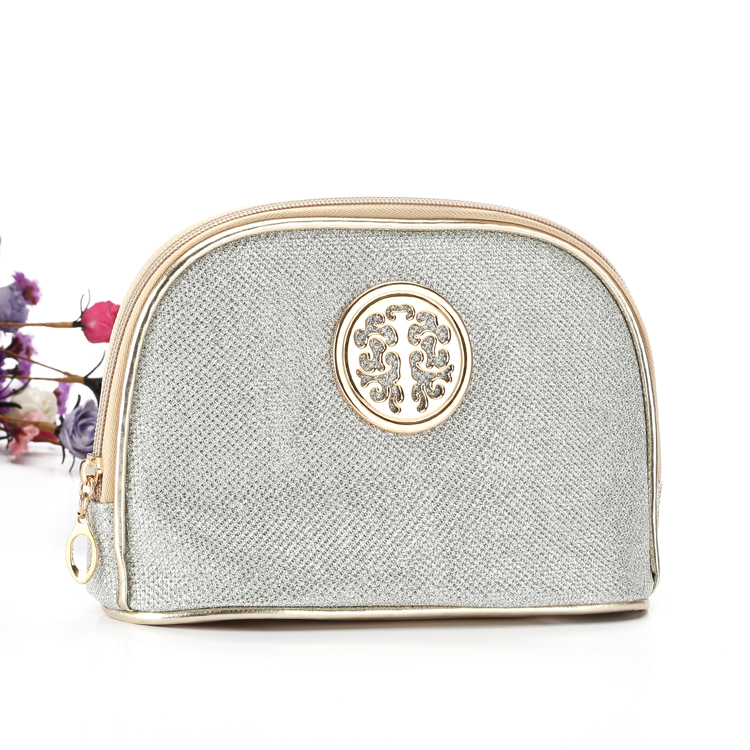 Versión europea y americana gold pink shell cosmético bolso cosmético bolsa de tocador bolsa de almacenamiento semicircular bolsa de mano en polvo brillante Specification image