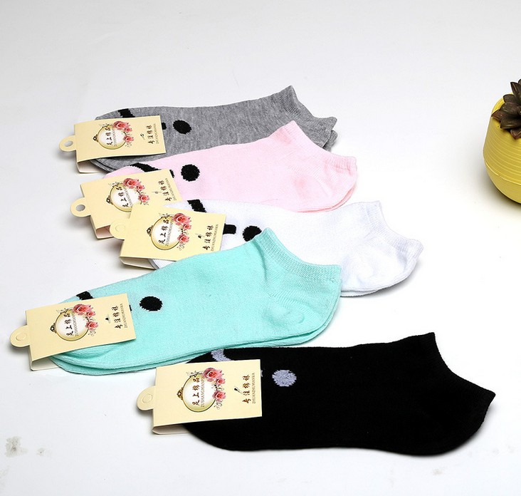 涤棉船袜纯色女士可爱笑脸袜子 休闲糖果色女袜成人袜产品图