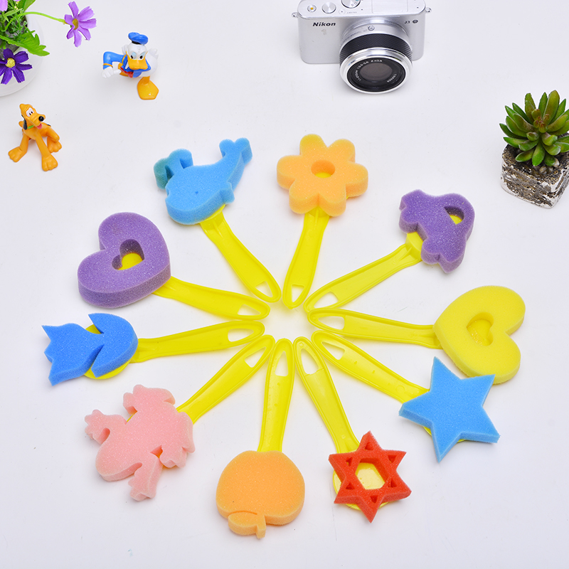海绵刷平板黄手柄幼儿园绘画工具印章美术用品
