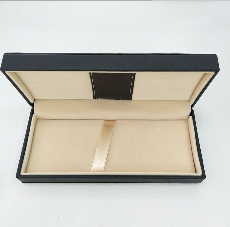 黑色皮质钢笔盒 可装金属广告笔 圆珠笔