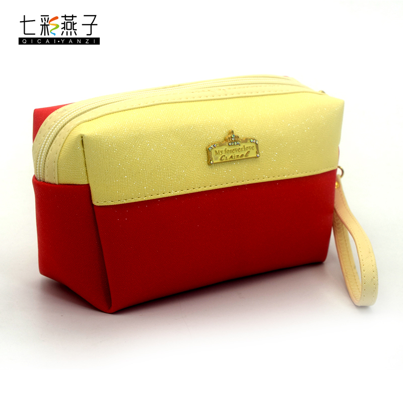 Solid color spliced prince bag, high-quality waterproof cosmetic bag, cosmetic bag, toiletry bag, clutch bag, gift bag