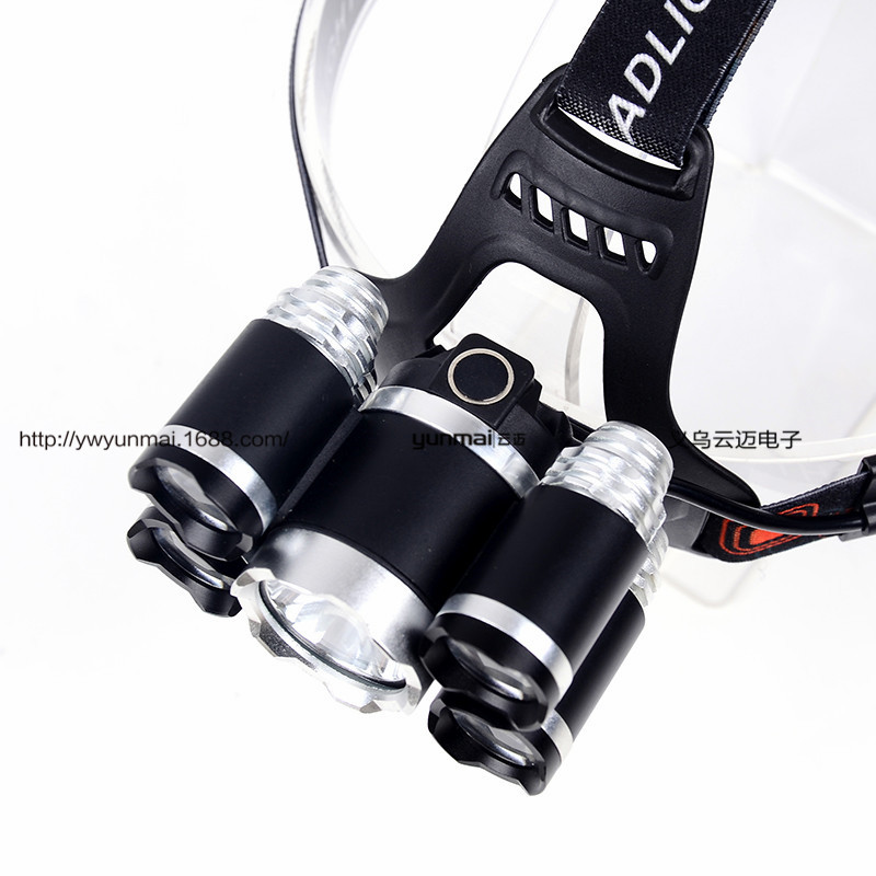 批发5LED头灯 T6强光头灯 充电飞机灯头灯 钓鱼灯矿灯细节图