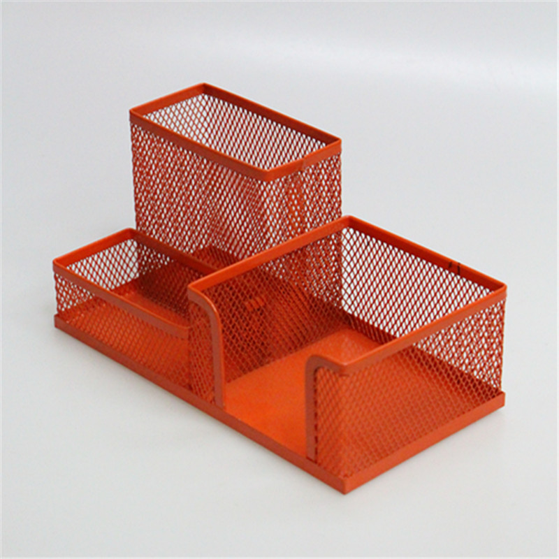 厂家直销办公金属名片座创意多功能笔筒铁网组合文具便签盒名片夹产品图