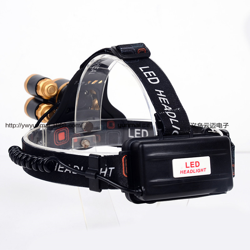 新款5LED头灯 T6强光头灯 5灯飞机灯头灯 变焦超亮矿灯细节图