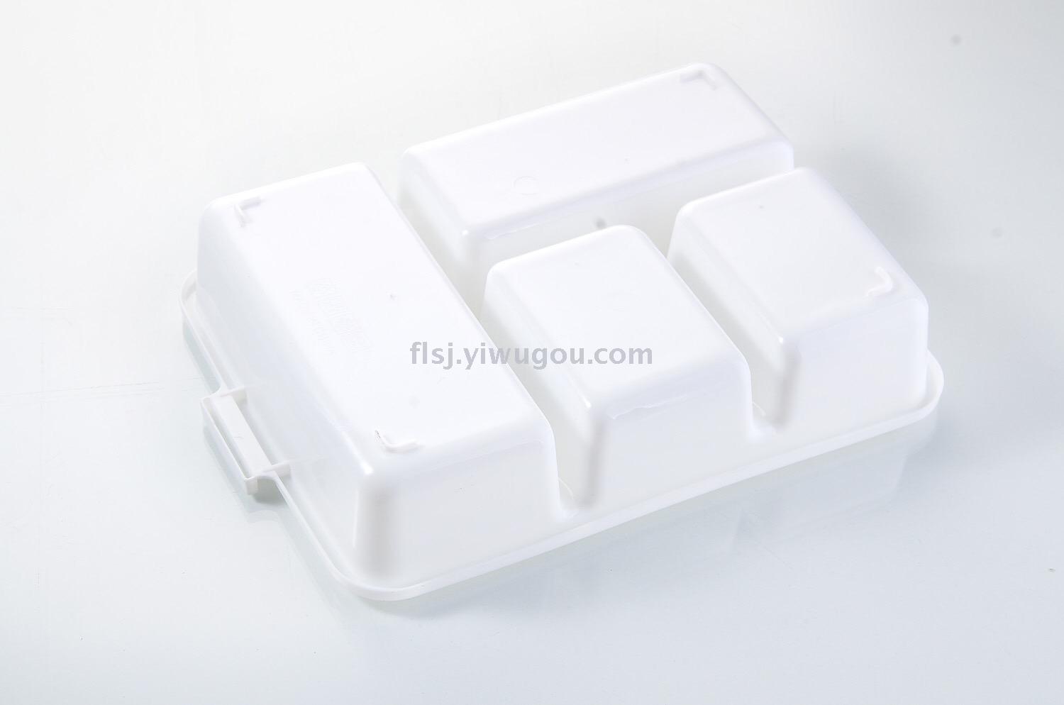Sealed rectangular compartments lunch box, large plastic multi-compartment student lunch box, microwave oven four-compartment preservation Specification image