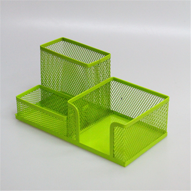 厂家直销办公金属名片座创意多功能笔筒铁网组合文具便签盒名片夹细节图