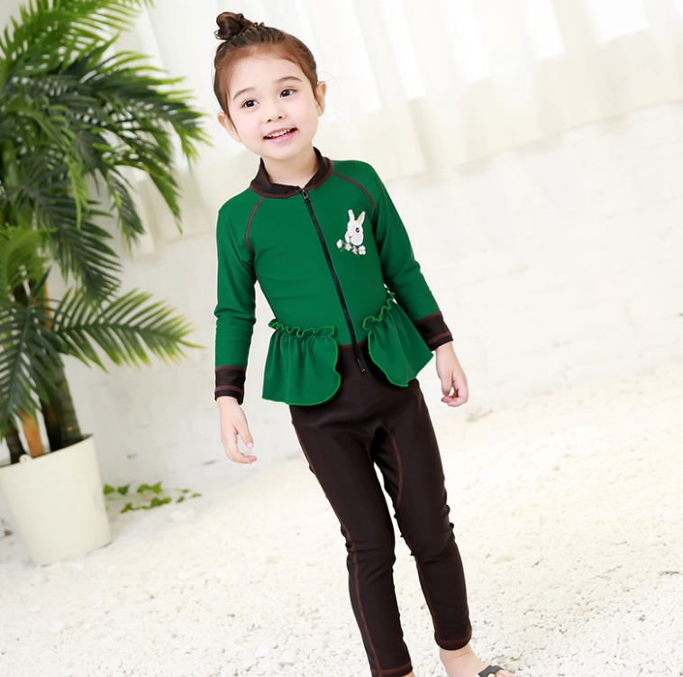 New children's swimsuit suntan beach skirt suit long sleeve quick dry skirt swimsuit women