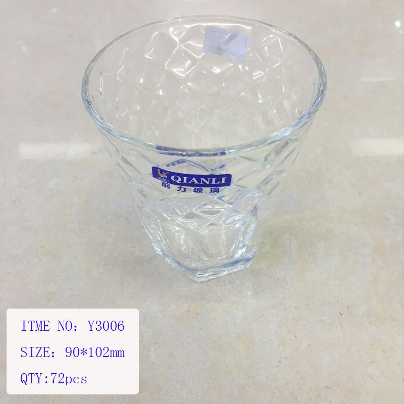 前力透明玻璃六角餐杯Y3006水杯牛奶杯饮料杯