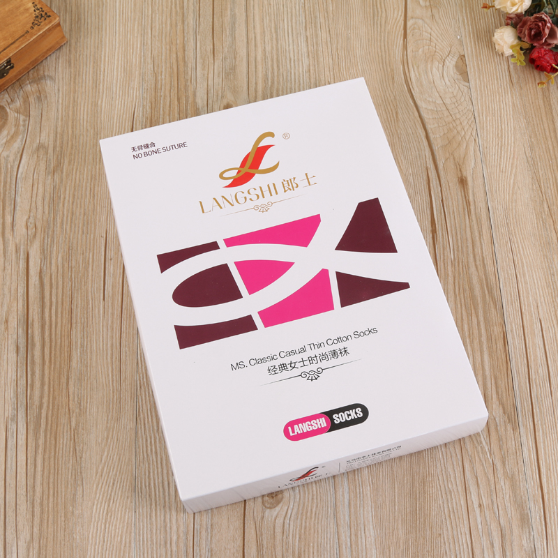 Langshi classic women's fashion cotton socks, thin socks and comfortable short socks details Picture