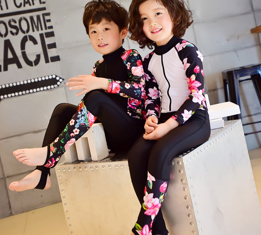 New printed swimsuit for children sunscreen swimsuit for boys and girls long sleeve wetsuit swimsuit
