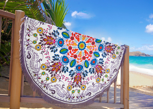 Wholesale tassel beach round beach pad, sunscreen shawl Specification drawing