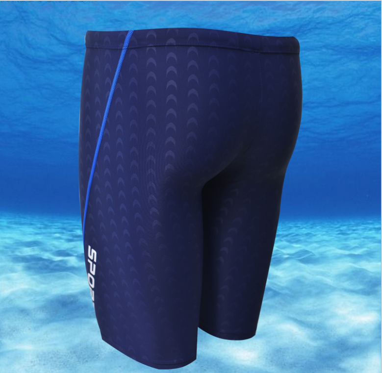 New faux shark skin mid-leg competition men's swimming trunks, men's swimsuits, flat-angle 5-inch swimming trunks Application Scenario