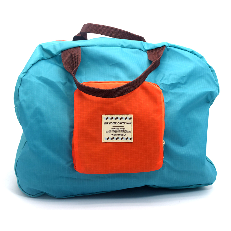 韩版撞色收纳袋单肩背包旅行 可折叠便携环保购物袋详情图4