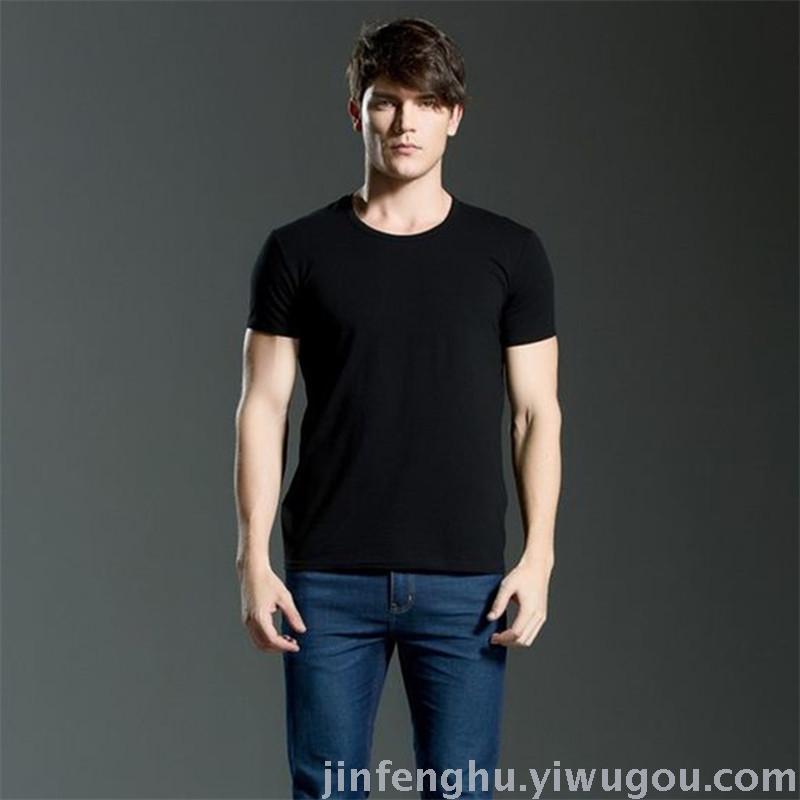 New Lycra Cotton Men Slim Simple Short Sleeve Classic Solid Color Men's Round Neck T-Shirt Application Scenario