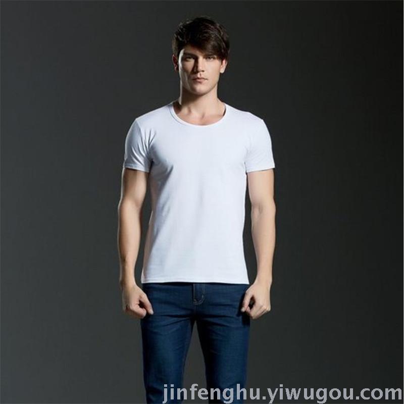 New Lycra Cotton Men Slim Simple Short Sleeve Classic Solid Color Men's Round Neck T-Shirt Specification drawing