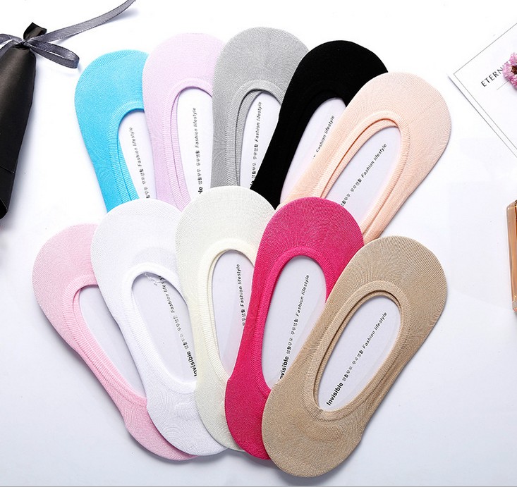 新款糖果色防滑蛙胶女士船袜隐形袜纯色短丝袜