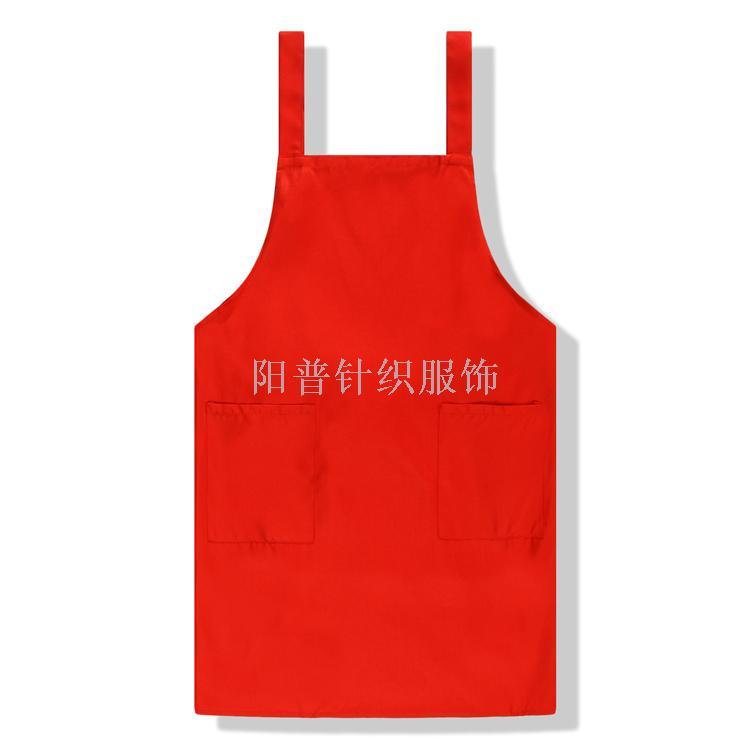 现货纯色双肩围裙定制广告logo细节图