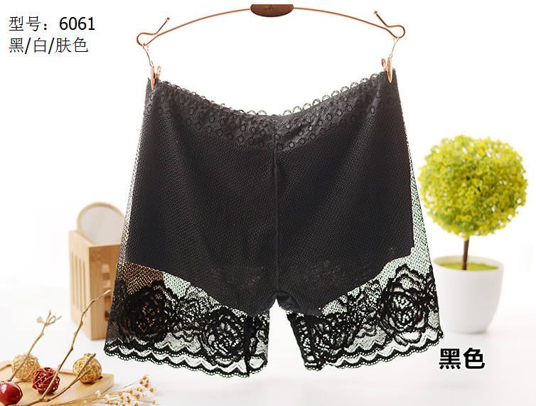 2021 summer best-selling sexy lace ice silk women's anti-slip safety pants 6061