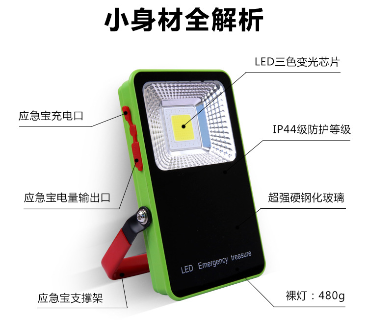 LED汽车应急灯充电宝照明灯强光灯应急警报闪光灯红蓝光产品图