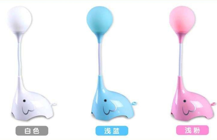 LED Elephant Cartoon desk lamp, eye-protecting bedroom bedside energy-saving desk lamp, three-level touch dimming USB night light details Picture