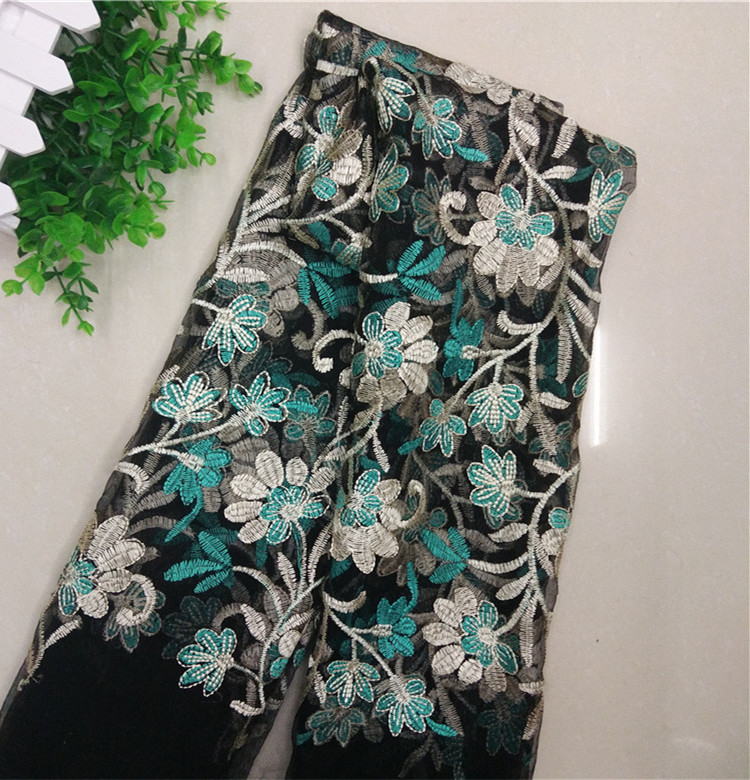 High-end composite thread polyester filament full mesh fabric embroidered lace Specification image