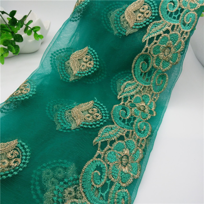 High-end imported polyester filament full mesh fabric embroidered lace details Picture