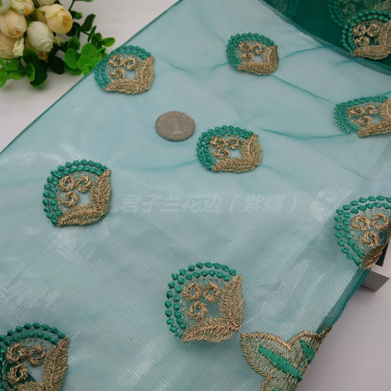 High-end imported polyester filament full mesh fabric embroidered lace Specification image