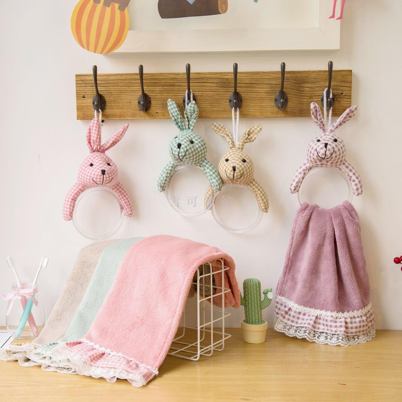 Cartoon rabbit Coral Velvet hand towel Hanging thickened Absorbent 2017 New style Creative Gift for kitchen and bathroom details Picture