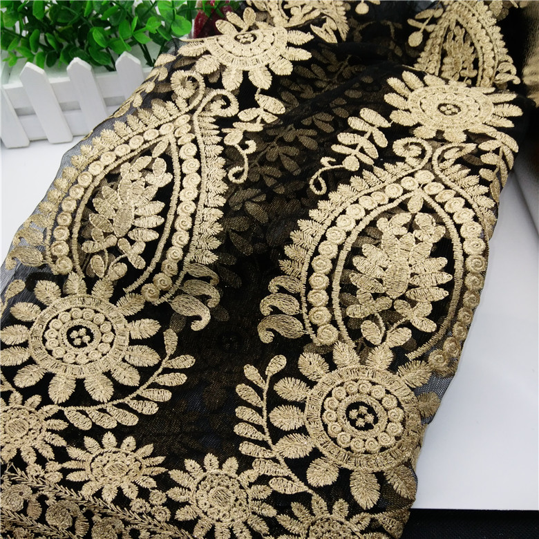 High-end composite thread polyester filament full mesh fabric embroidered lace details Picture