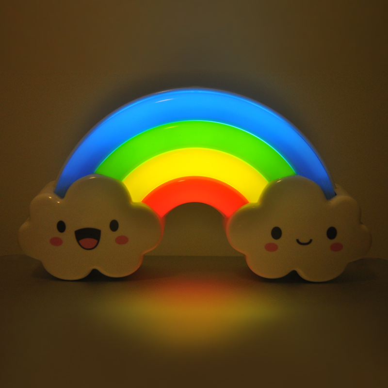 Cloud rainbow lights sound light control DIY wall stickers led plug-in induction night light bedroom bedside lamp