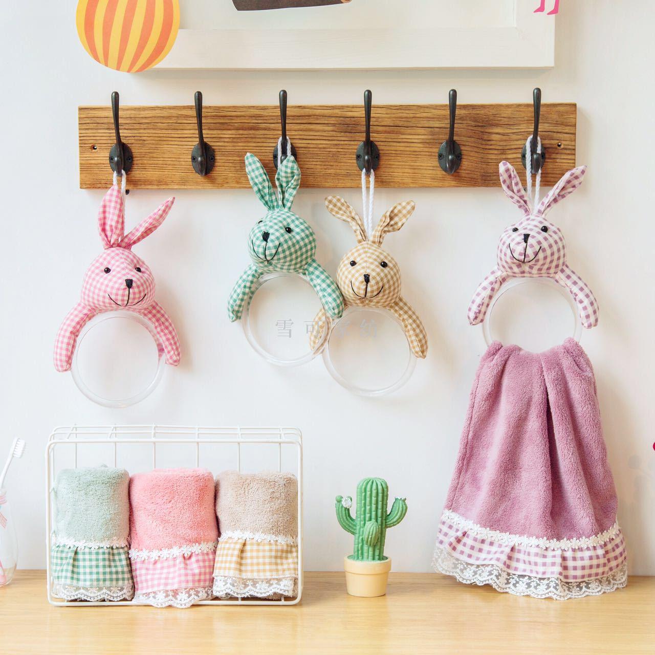 Cartoon rabbit Coral Velvet hand towel Hanging thickened Absorbent 2017 New style Creative Gift for kitchen and bathroom