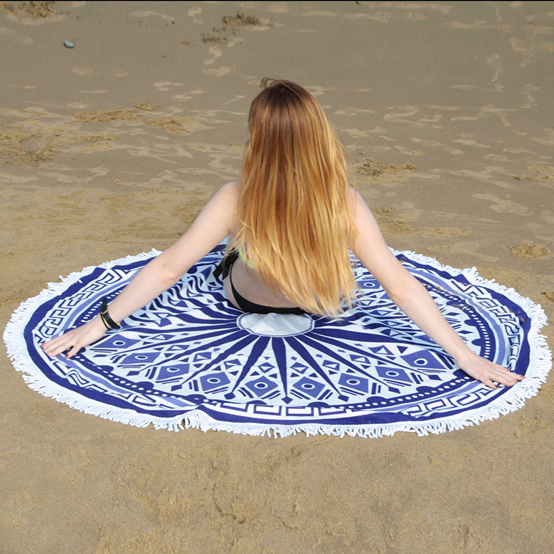 Best-selling Lusu beach towels, round superfine fiber reactive printed beach towels, factory direct sales Specification image