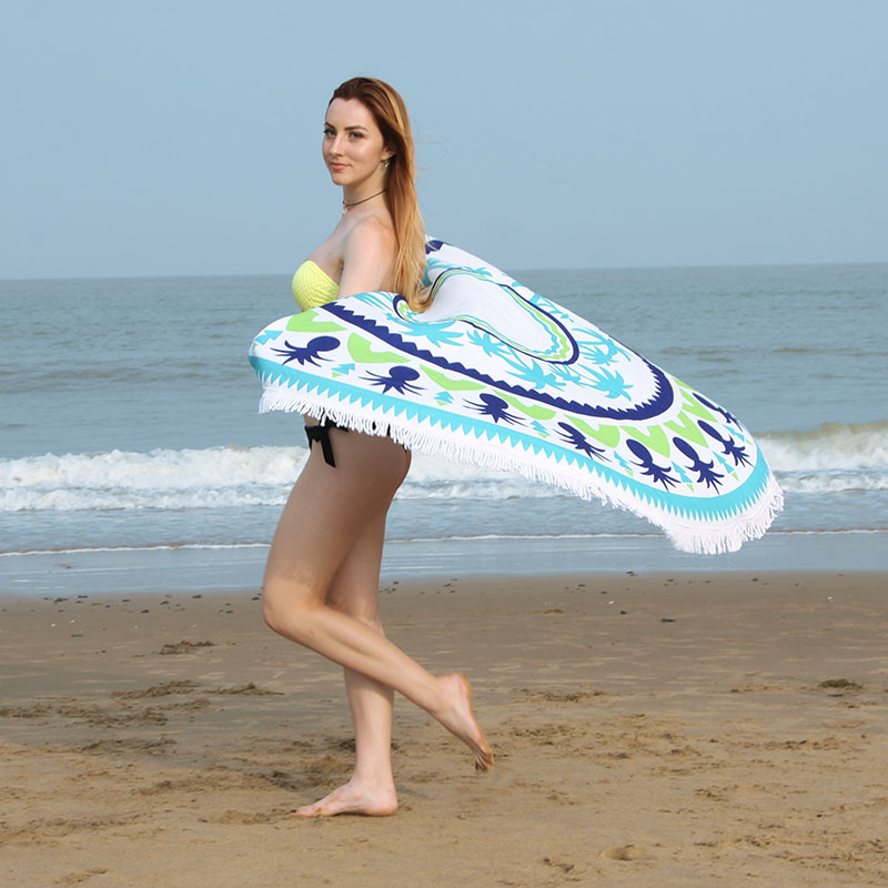 European and American fringed beach towel, round active printed beach shawl, Amazon yoga mat