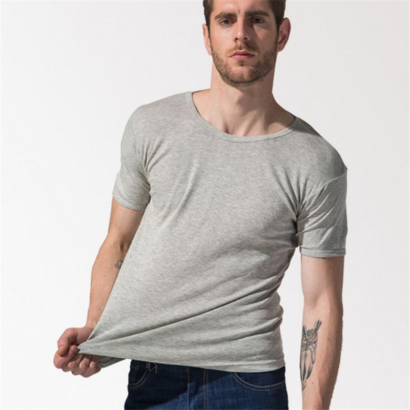 Modal Men's Crew Neck Short Sleeve T-Shirt Men's T-Shirt Cotton Solid Color Short Sleeve Trendy Base Shirt Specification drawing