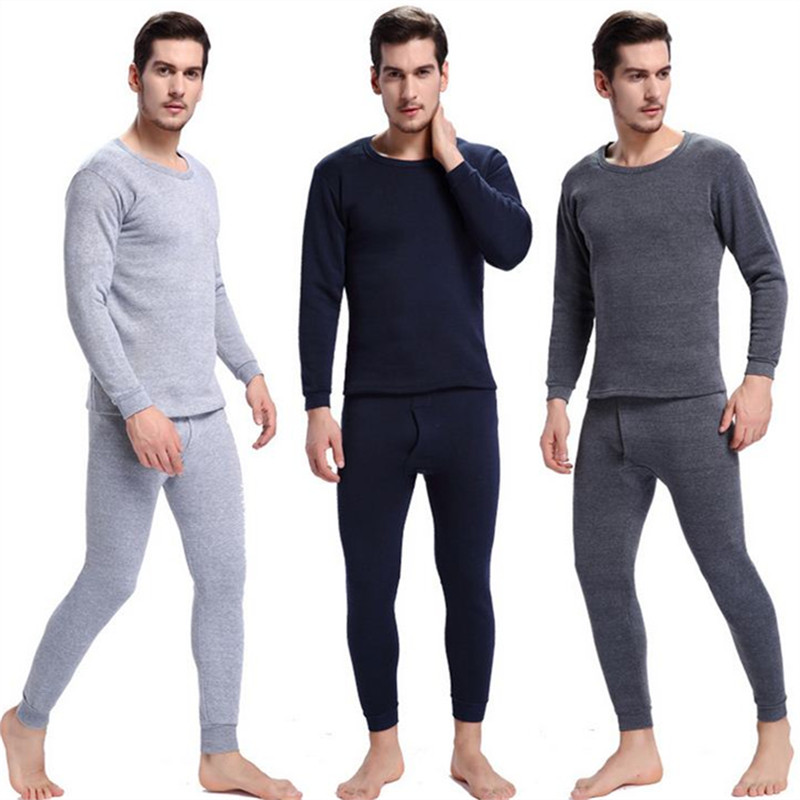 Traje de lencería térmica para hombres más peluche y engrosado color sólido comercio exterior de lana terno térmico tipo de stand fábrica directa Specification image
