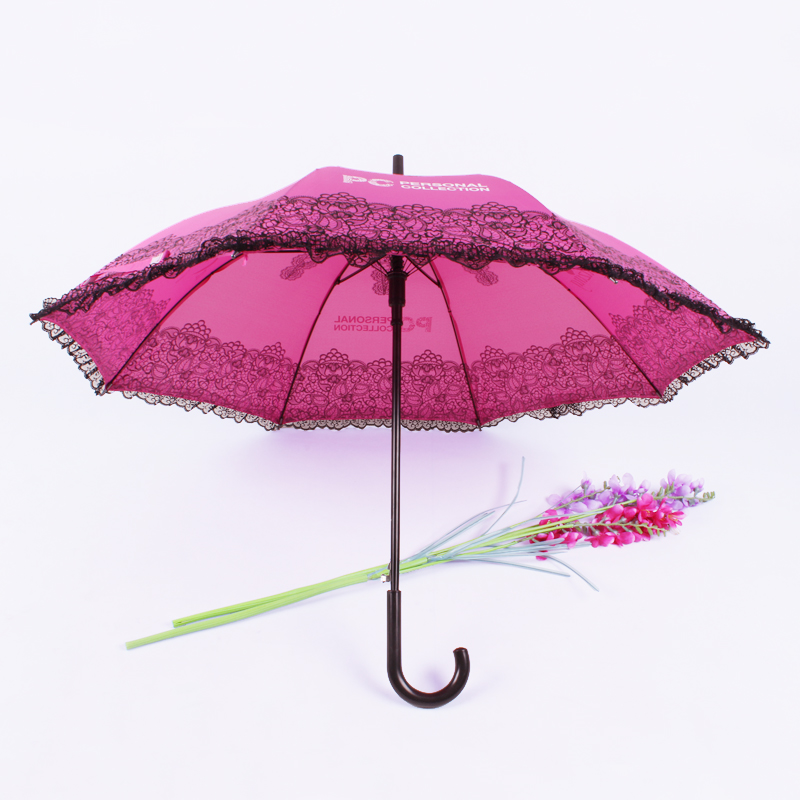 2017 new lace-trimmed straight umbrella, advertising umbrella, gift umbrella, printed logo pattern details Picture