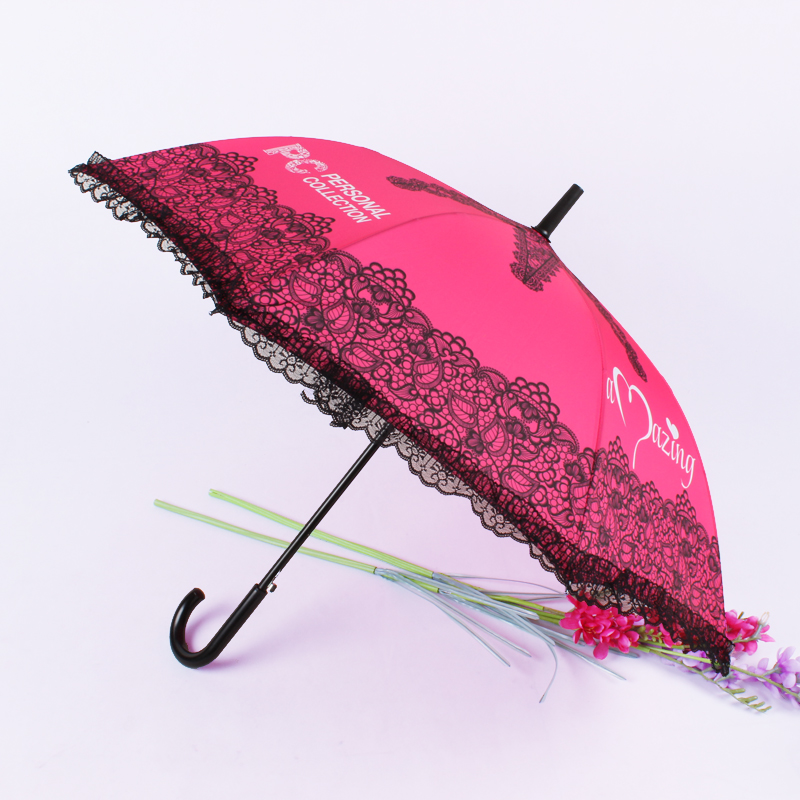 2017 new lace-trimmed straight umbrella, advertising umbrella, gift umbrella, printed logo pattern