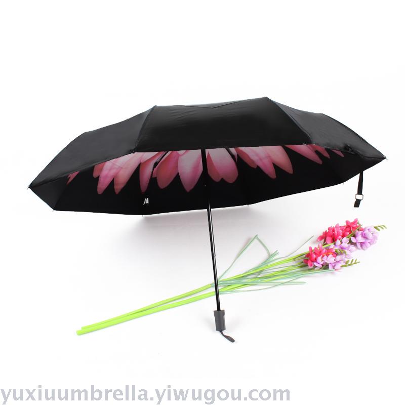 Black rubber umbrella, small black umbrella, UV-resistant sun umbrella, sunshade umbrella