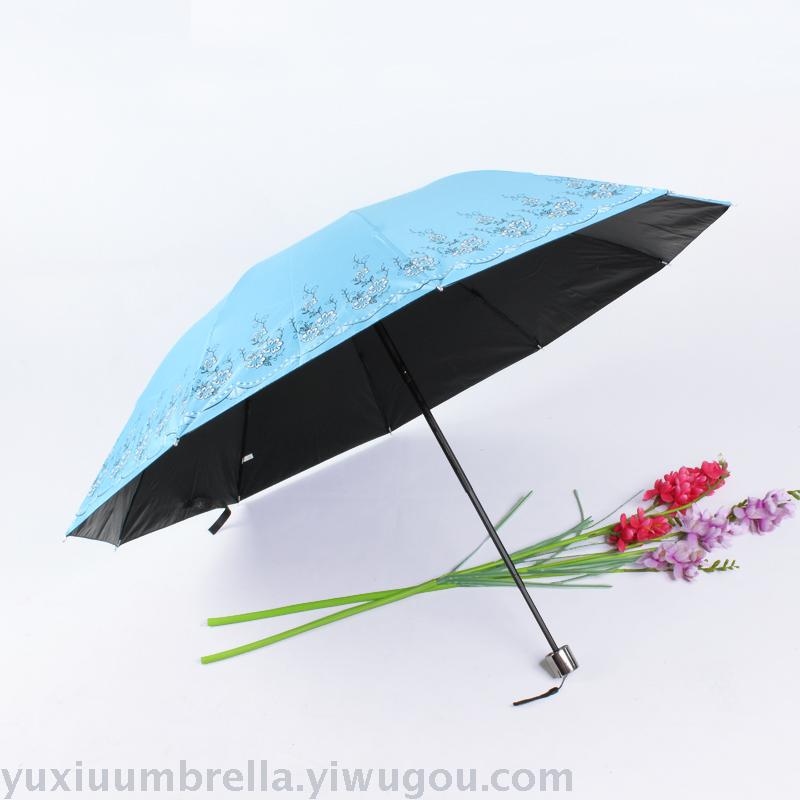 Uv-resistant black rubber sun protection women's sunshade umbrella, all-weather sun umbrella, reinforced 10-bone folding umbrella, portable Application Scenario