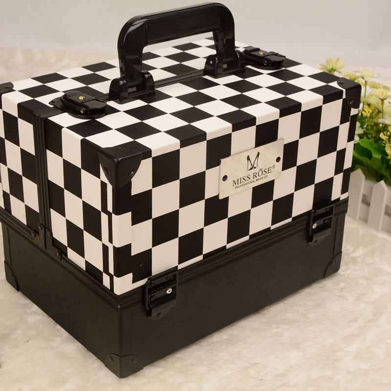Guanyu aluminum alloy rectangular double open cosmetic case portable professional nail tattoo cosmetic case