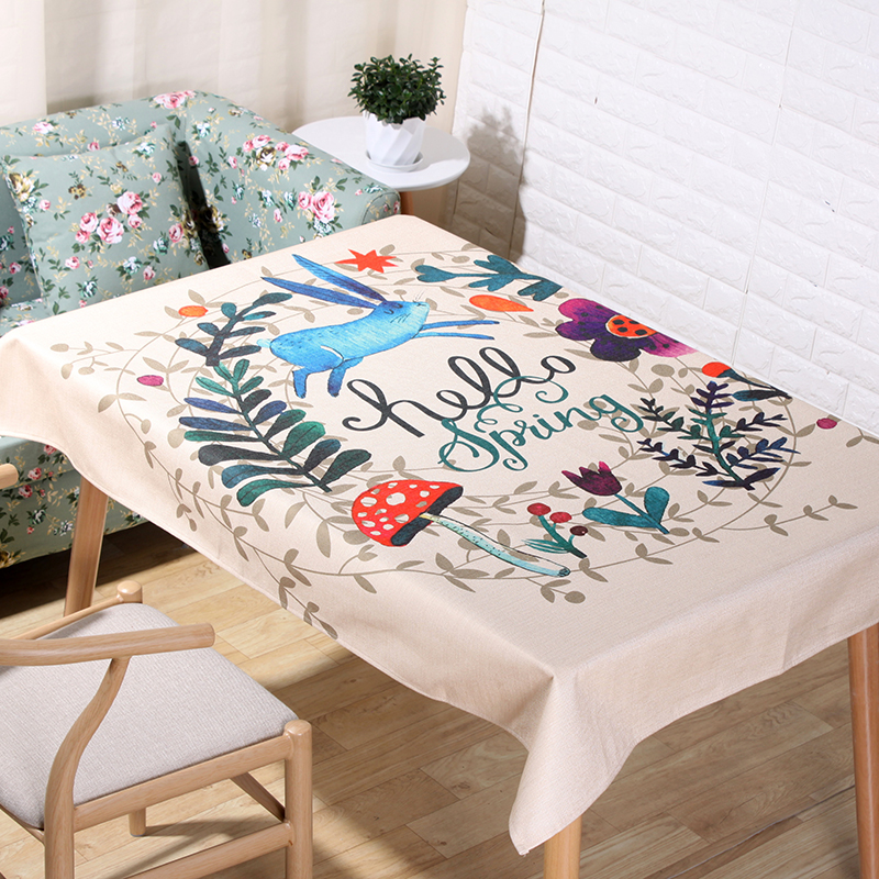 New tablecloths, linen, cotton and linen, one-piece consignment, animal cartoon, cotton and linen, cute tablecloths Application Scenario