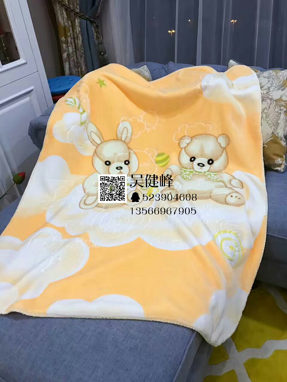 新款优质高档双层卡通加厚压花云貂绒童毯儿童毛毯云毯婴儿盖毯细节图