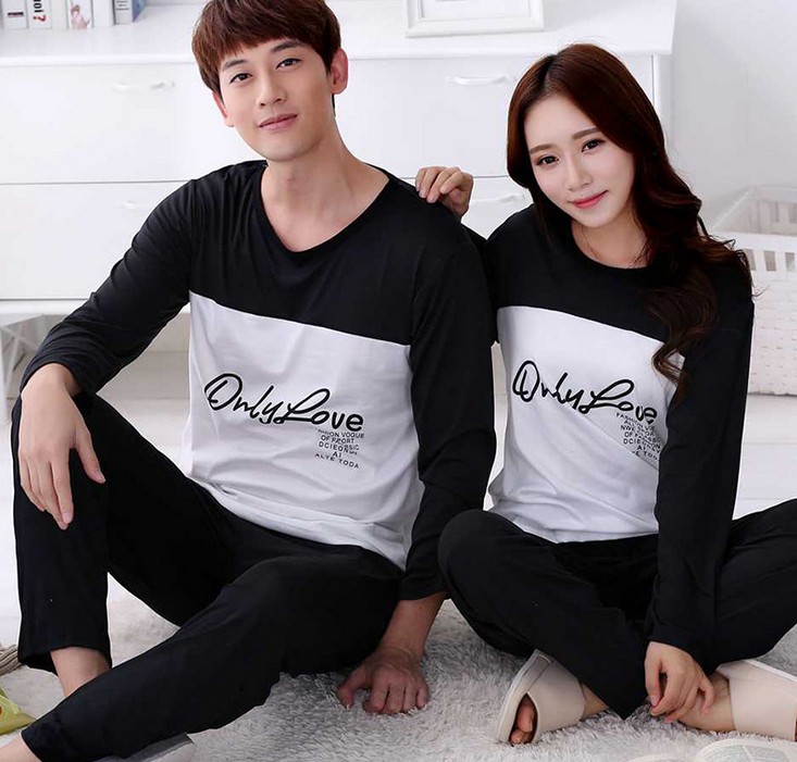 Cute cartoon couple pajamas for autumn and winter, long-sleeved casual pajamas for men and women, home wear sets details Picture