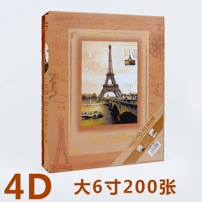 A 4D panoramic 6-inch photo album book with 200 pieces in a box and insert style, a retro family photo album Specification image