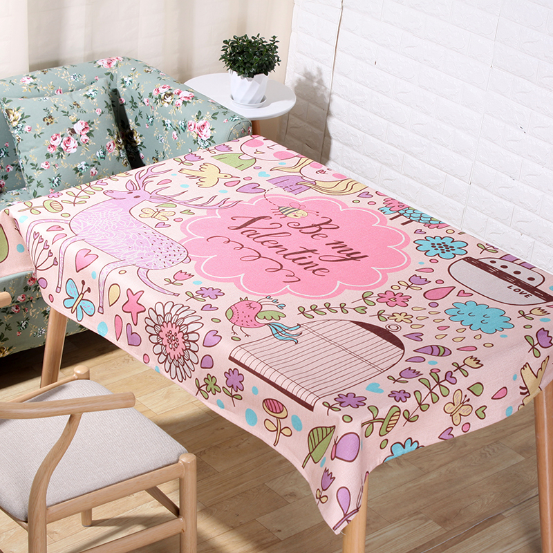 New tablecloths, linen, cotton and linen, one-piece consignment, animal cartoon, cotton and linen, cute tablecloths Specification image